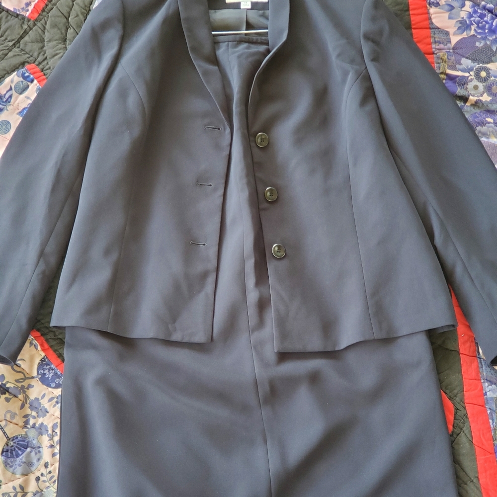 Navy blue skirt and blazer set